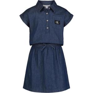 imageCalvin Klein Girls Short Sleeve Lightweight Chambray Denim Shirt DressDark ChambrayPopover