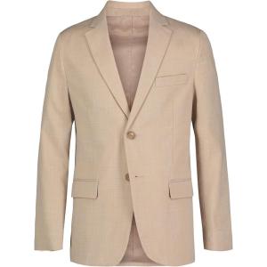 imageCalvin Klein boys Blazer Suit Jacket 2button Single Breasted Closure Buttoned Cuffs ampamp Front Flap PocketsKhaki Sharkskin