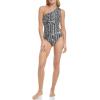 imageCalvin Klein Standard Shoulder Strap Starburst Pleating Removable Soft Cups One Piece SwimsuitBlack Basket Multi