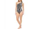 imageCalvin Klein Standard Shoulder Strap Starburst Pleating Removable Soft Cups One Piece SwimsuitBlack Multi Dry Brush