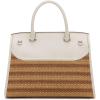 imageCalvin Klein Womens Becky Turn Lock Satchel  2 in 1 Vegan Leather 3 PocketsNaturalWhite Straw