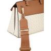 imageCalvin Klein Womens Becky Turn Lock Satchel  2 in 1 Vegan Leather 3 PocketsVanillaKhakiCaramel
