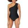 imageCalvin Klein Standard Shoulder Strap Starburst Pleating Removable Soft Cups One Piece SwimsuitBlack
