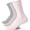 imageCalvin Klein Womens Crew Socks  3 Pack Soft Cotton Blend Roll Cuff MiniMid Crew Dress Socks for Women Shoe Size 410PinkGrey