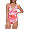 imageCalvin Klein Womens Standard Vneck Twist Front Tummy Control One Piece SwimsuitPink Energy Multi