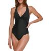 imageCalvin Klein Womens Standard Vneck Twist Front Tummy Control One Piece SwimsuitTrue Black