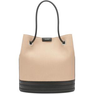 imageCalvin Klein Ash Tote Bag  NorthSouth Vegan Leather 2 PocketsNaturalBlack Canvas