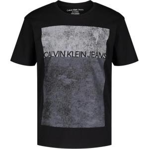 imageCalvin Klein Boys Short Sleeve Graphic Crew Neck TShirt Comfortable Relaxed Fit Big Stipple Black 1416