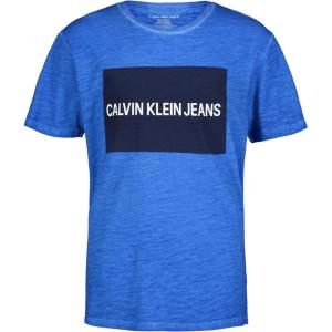 imageCalvin Klein Boys Short Sleeve Graphic Crew Neck TShirt Comfortable Relaxed Fit Washed Prince Blue 1416
