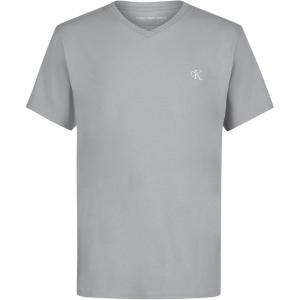 imageCalvin Klein Boys Short Sleeve Solid VNeck TShirt Soft Comfortable Relaxed FitQuarry