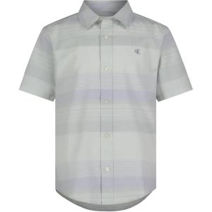 imageCalvin Klein Boys Short Sleeve Woven ButtonDown ShirtElemental Stripe Light Sage