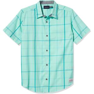 imageCalvin Klein Boys Short Sleeve Woven ButtonDown ShirtWindowpane Beach Glass