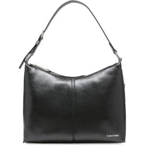 imageCalvin Klein Max Top Zip Hobo Shoulder BagBlackSilver Waxed