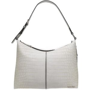 imageCalvin Klein Max Top Zip Hobo Shoulder BagDove Grey Sueded Croc