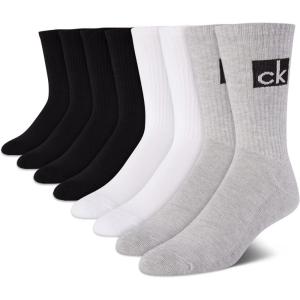 imageCalvin Klein Mens Athletic Socks  Lightweight Cotton Blend Crew Socks 8 PackBlackWhiteGrey