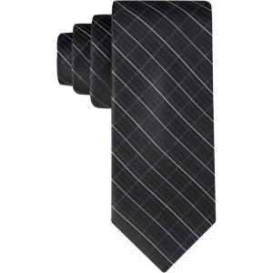 imageCalvin Klein Mens Black Solid and Pattern Neckties  Standard and Extra Long SizesBlack Windowpane
