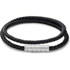 imageCalvin Klein Mens Braided Leather Bracelet Architectural Design Meets Modern Style with Magnetic ClosureBlack