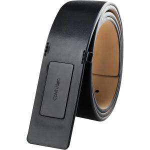 imageCalvin Klein Mens Casual Statement Plaque Buckle Belt with Logo TreatmentBlack Inlay Plaque