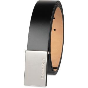 imageCalvin Klein Mens Casual Statement Plaque Buckle Belt with Logo TreatmentDark Black