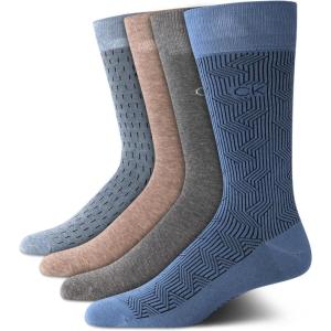 imageCalvin Klein Mens Crew Socks  4 Pack Lightweight Combed Cotton Blend Dress Socks  Breathable Socks for Men 712BlueGrey