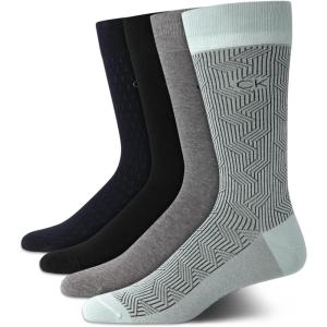 imageCalvin Klein Mens Crew Socks  4 Pack Lightweight Combed Cotton Blend Dress Socks  Breathable Socks for Men 712Green Assorted