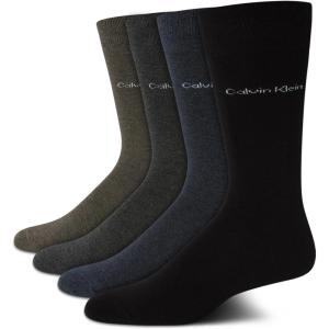 imageCalvin Klein Mens Crew Socks  4 Pack Lightweight Combed Cotton Blend Dress Socks  Breathable Socks for Men 712OliveDenimBlack
