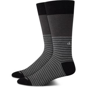 imageCalvin Klein Mens Dress Socks  2 Pairs Egyptian Cotton Blend Comfort Stay Up Cuff Crew Socks for Men 712Black Pattern