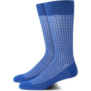 imageCalvin Klein Mens Dress Socks  2 Pairs Egyptian Cotton Blend Comfort Stay Up Cuff Crew Socks for Men 712Blue Pattern