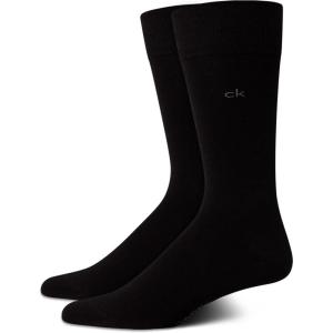 imageCalvin Klein Mens Dress Socks  2 Pairs Egyptian Cotton Blend Comfort Stay Up Cuff Crew Socks for Men 712Dark Black