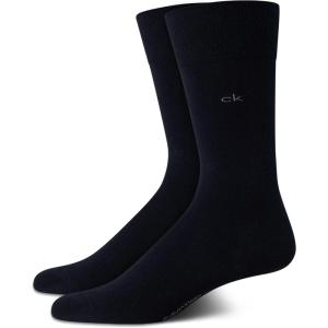 imageCalvin Klein Mens Dress Socks  2 Pairs Egyptian Cotton Blend Comfort Stay Up Cuff Crew Socks for Men 712Dark Navy