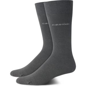 imageCalvin Klein Mens Dress Socks  2 Pairs Egyptian Cotton Blend Comfort Stay Up Cuff Crew Socks for Men 712Graphite Heather