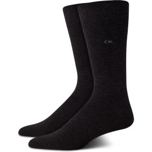 imageCalvin Klein Mens Dress Socks  2 Pairs Egyptian Cotton Blend Comfort Stay Up Cuff Crew Socks for Men 712Heather Grey