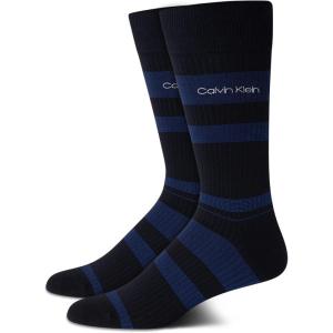 imageCalvin Klein Mens Dress Socks  2 Pairs Egyptian Cotton Blend Comfort Stay Up Cuff Crew Socks for Men 712Klein Blue