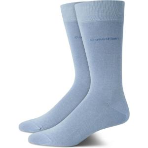 imageCalvin Klein Mens Dress Socks  2 Pairs Egyptian Cotton Blend Comfort Stay Up Cuff Crew Socks for Men 712Light Blue
