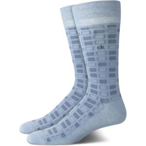 imageCalvin Klein Mens Dress Socks  2 Pairs Egyptian Cotton Blend Comfort Stay Up Cuff Crew Socks for Men 712Light Blue Pattern