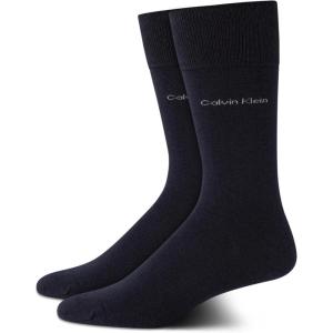 imageCalvin Klein Mens Dress Socks  2 Pairs Egyptian Cotton Blend Comfort Stay Up Cuff Crew Socks for Men 712Navy Blue