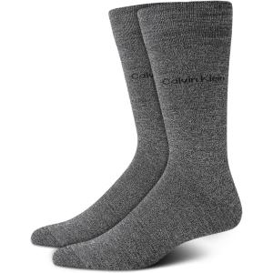 imageCalvin Klein Mens Dress Socks  2 Pairs Egyptian Cotton Blend Comfort Stay Up Cuff Crew Socks for Men 712SaltPepper