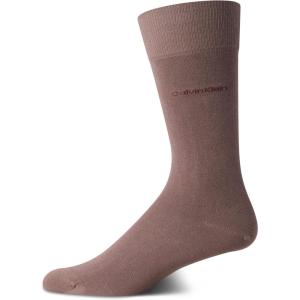 imageCalvin Klein Mens Dress Socks  2 Pairs Egyptian Cotton Blend Comfort Stay Up Cuff Crew Socks for Men 712Smoke Brown