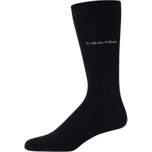 imageCalvin Klein Mens Dress Socks  2 Pairs Egyptian Cotton Blend Comfort Stay Up Cuff Crew Socks for Men 712Solid Black