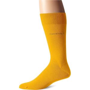 imageCalvin Klein Mens Dress Socks  2 Pairs Egyptian Cotton Blend Comfort Stay Up Cuff Crew Socks for Men 712Sultry Yellow