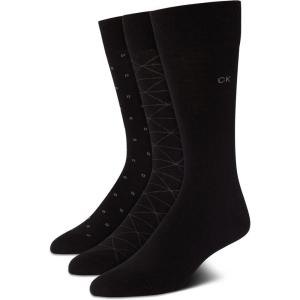 imageCalvin Klein Mens Dress Socks  3 Pack Patterned Crew SocksBlack Geometric