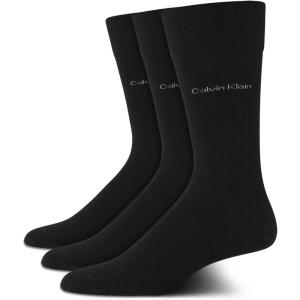 imageCalvin Klein Mens Dress Socks  3 Pack Patterned Crew SocksBlack Logo