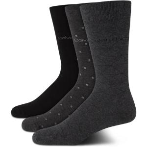 imageCalvin Klein Mens Dress Socks  3 Pack Patterned Crew SocksCharcoal HeatherGraphite HeatherBlack
