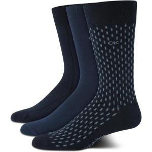 imageCalvin Klein Mens Dress Socks  3 Pack Patterned Crew SocksNavy Combo