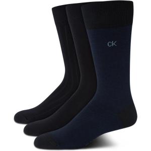 imageCalvin Klein Mens Dress Socks  3 Pack Patterned Crew SocksNavy Multi