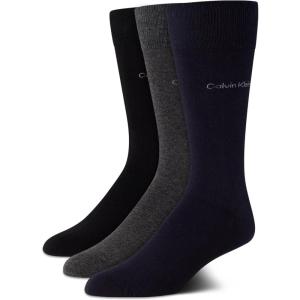 imageCalvin Klein Mens Dress Socks  3 Pack Patterned Crew SocksNavyGreyBlack
