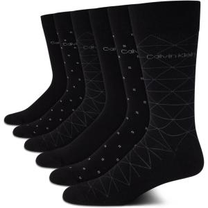 imageCalvin Klein Mens Dress Socks  6 Pairs Classic Comfort Stay Up Cuff Mixed Pattern  Dress Socks for Men 712Black Assorted