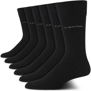 imageCalvin Klein Mens Dress Socks  6 Pairs Classic Comfort Stay Up Cuff Mixed Pattern  Dress Socks for Men 712Black Logo