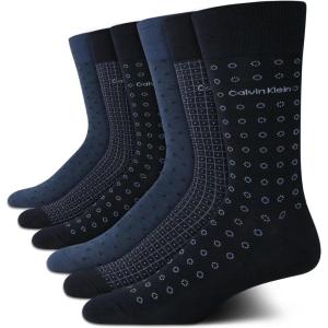 imageCalvin Klein Mens Dress Socks  6 Pairs Classic Comfort Stay Up Cuff Mixed Pattern  Dress Socks for Men 712Blue Assorted
