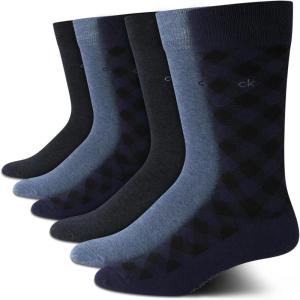 imageCalvin Klein Mens Dress Socks  6 Pairs Classic Comfort Stay Up Cuff Mixed Pattern  Dress Socks for Men 712Blue Navy